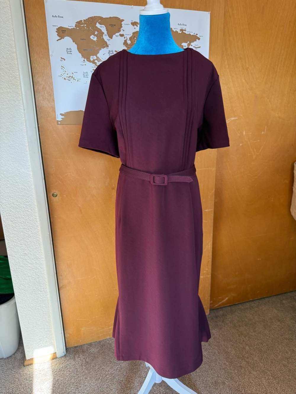 Collectif Plum Midi Dress with Matching Belt